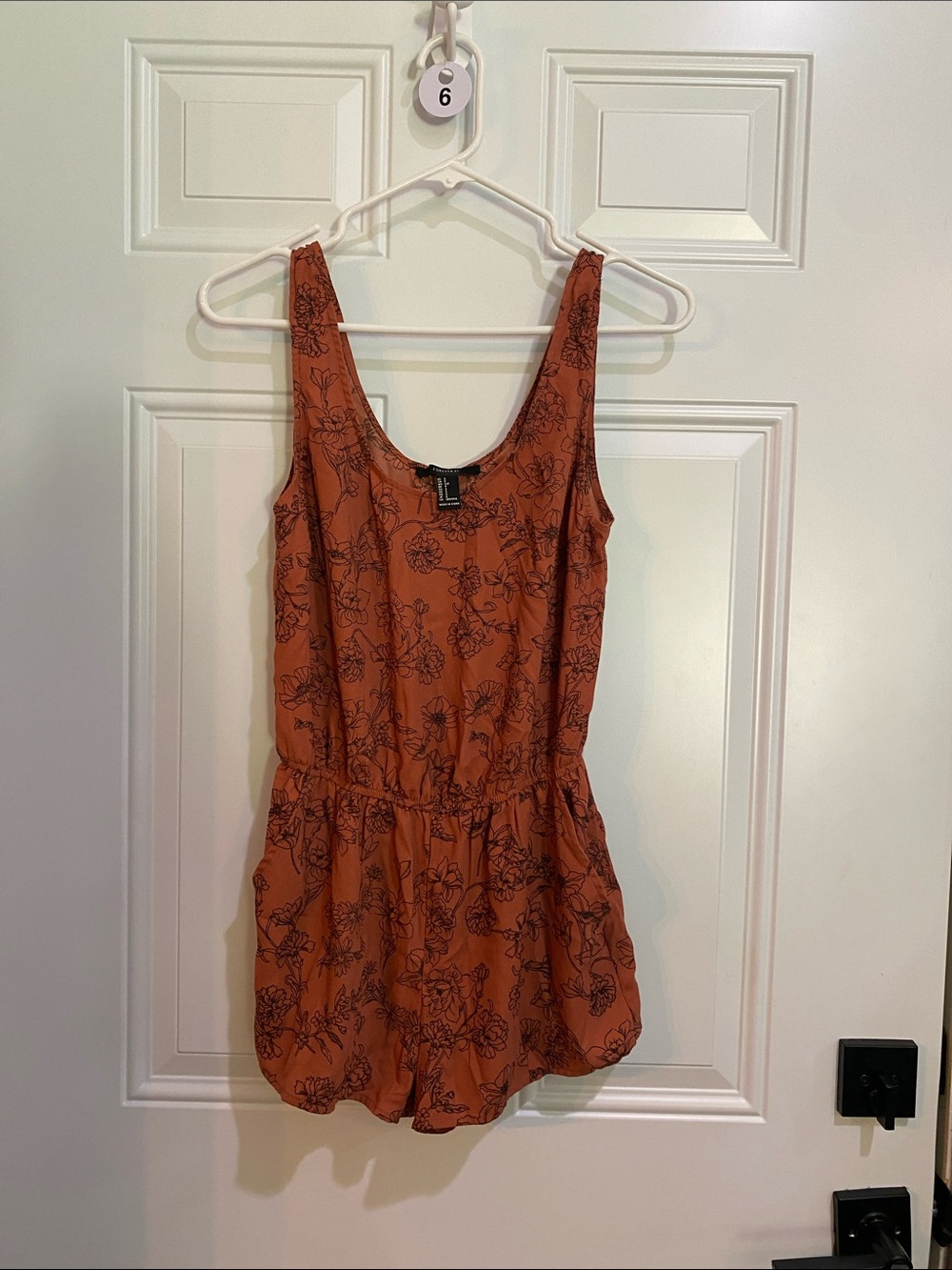 Forever 21 Rust Orange Floral Print Romper